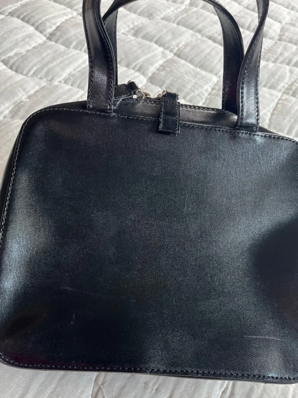 Lancel Vintage Black Leather Satchel Handbag